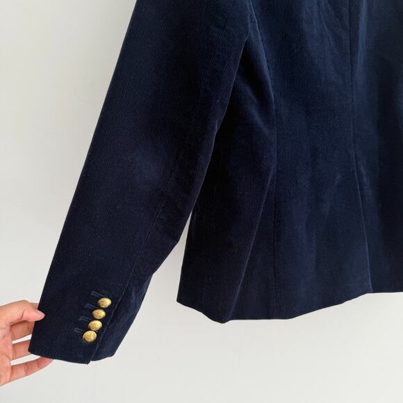 J Crew Campbell Blazer 12 Navy Corduroy Equestrian Preppy Old Money Heritage - Picture 12 of 15